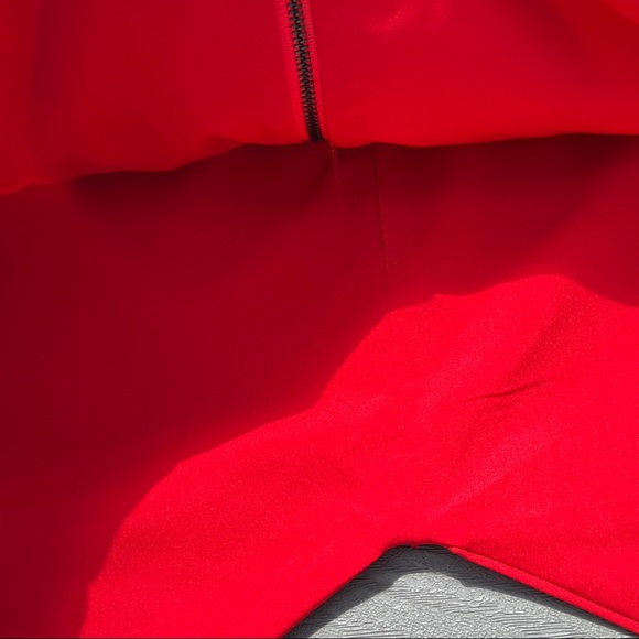 MDS Red Skirt Layered Mini Zip Up Back Size Small Red - Picture 3 of 10